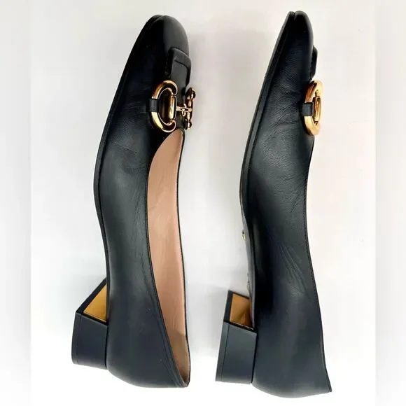 Gucci Baby Horsebit Black Leather Flats Pumps Square Toe EU 41 US 11 - Picture 6 of 14